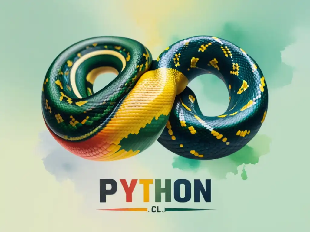 Ilustración de acuarela detallada comparando la gramática de Python, Java, C++ y JavaScript