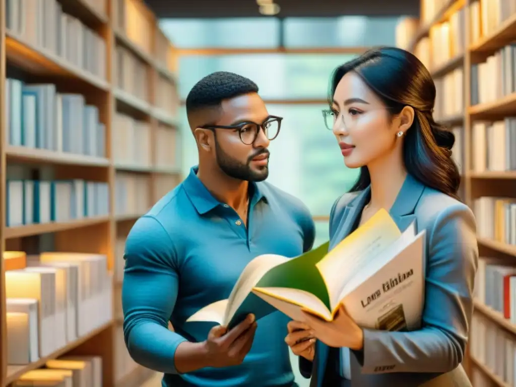 Un animado debate entre profesionales de idiomas, rodeados de libros y certificaciones lingüísticas