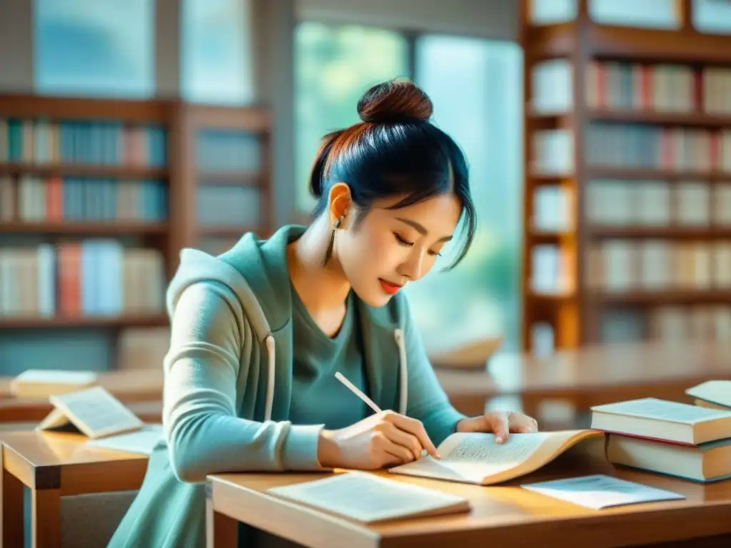 Un animado grupo de estudiantes aprendiendo idiomas con libros y mapas, siguiendo consejos para aprender idiomas rápido