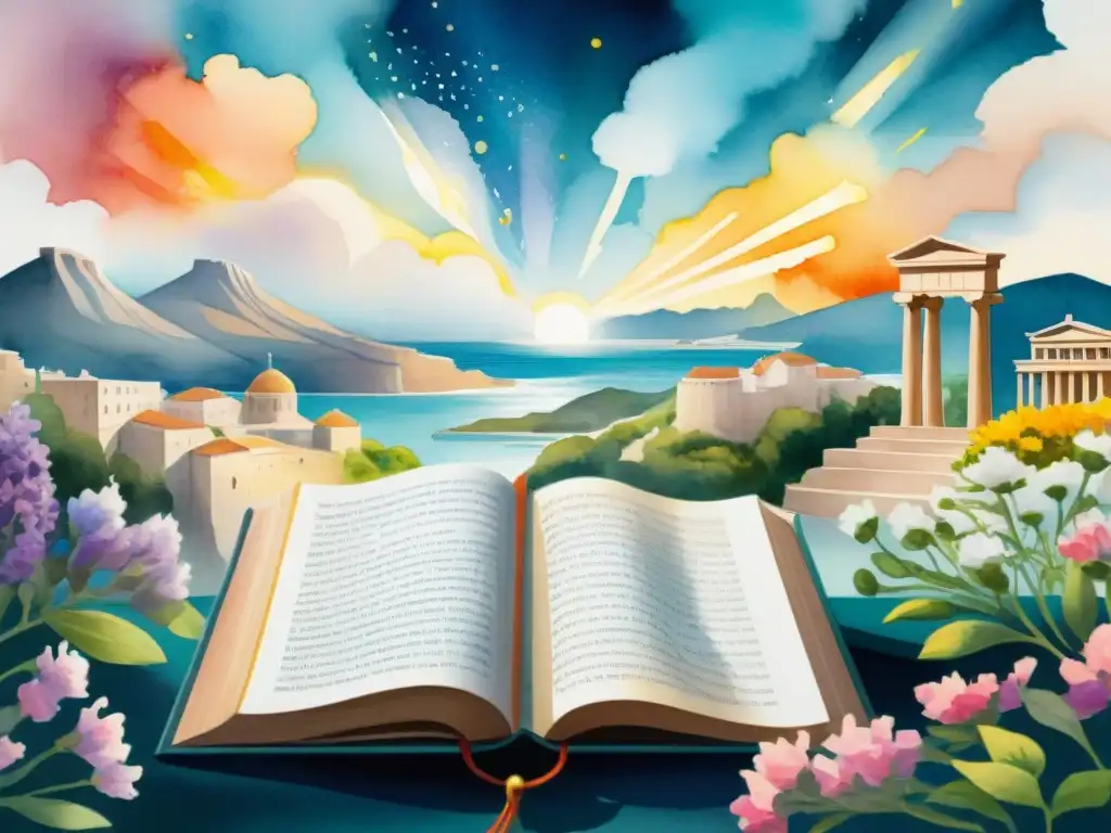 Intercambio de sabiduría: evolución lingüística a través de las culturas Antiguos sabios intercambian pergaminos, iluminando la ciudad con préstamos lingüísticos en vocabulario moderno