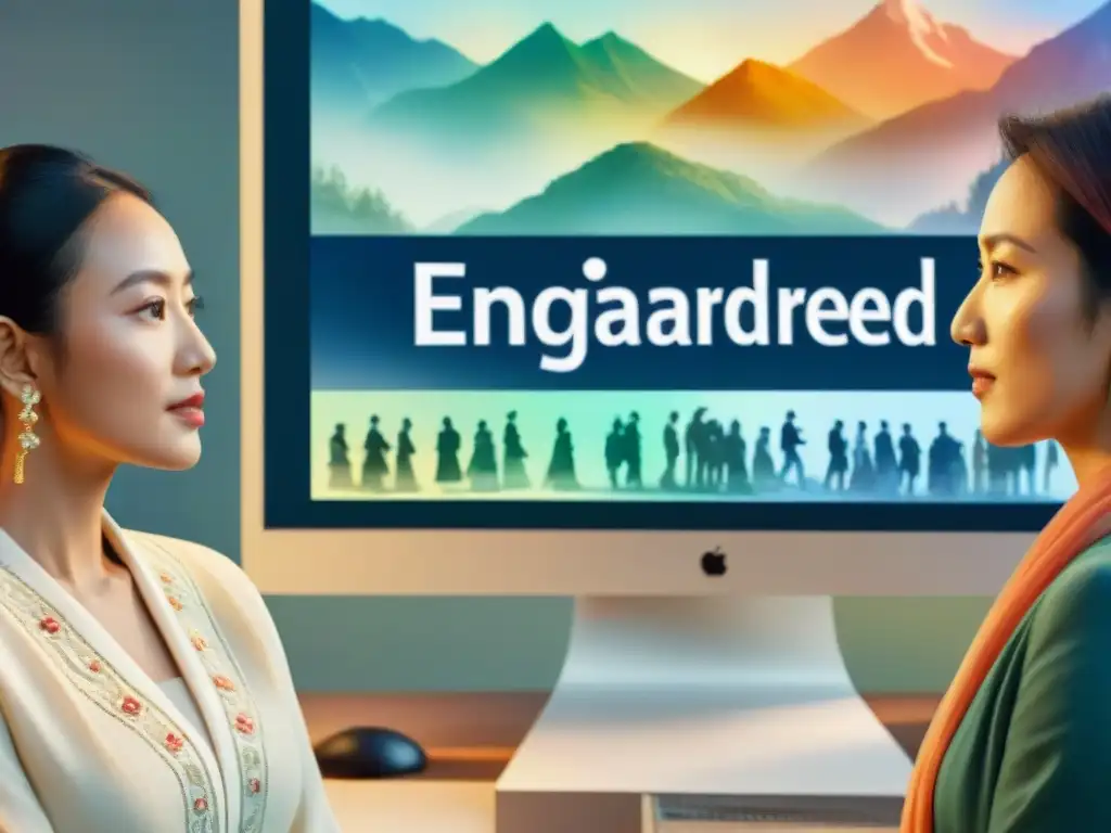 Una cautivadora pintura acuarela muestra diversidad cultural y la revitalización digital de idiomas en riesgo