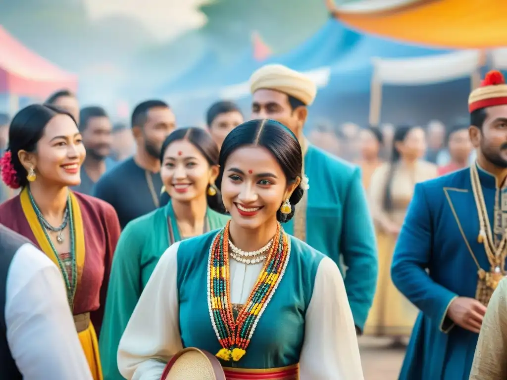 Celebración multicultural en un festival: diversidad de edades y culturas unidas en la riqueza lingüística y transmisión cultural