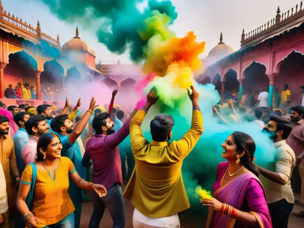 Una celebración vibrante llena de color en el festival de Holi en la India