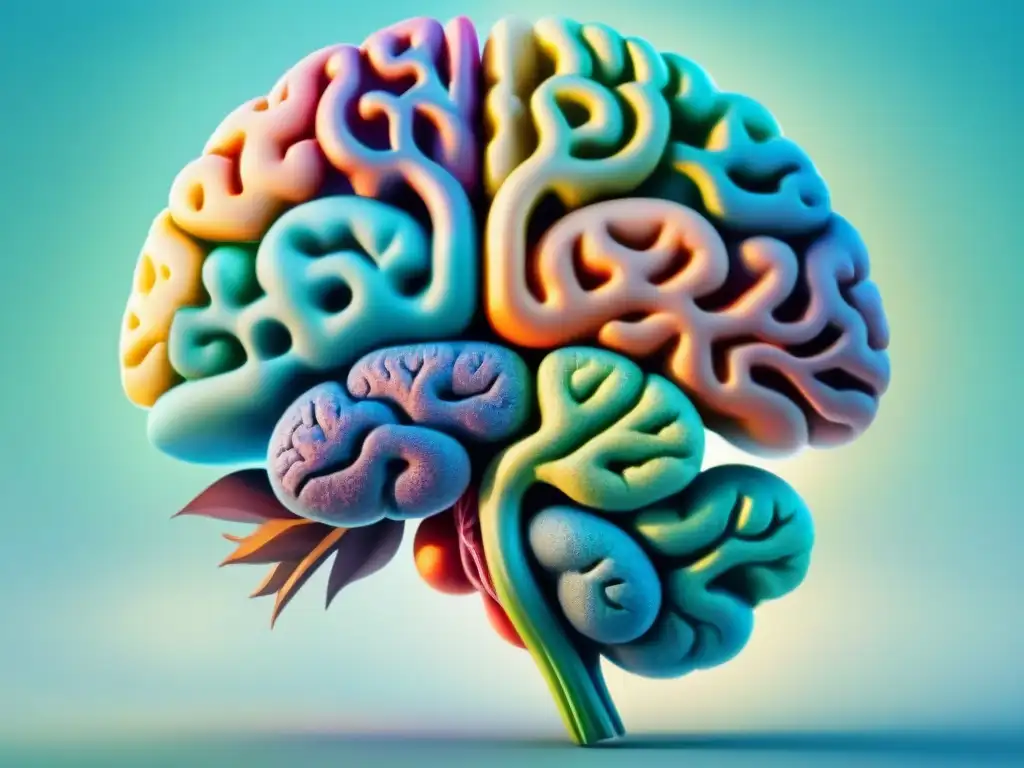 Un cerebro ilustrado en acuarela, almacenando y aprendiendo idiomas