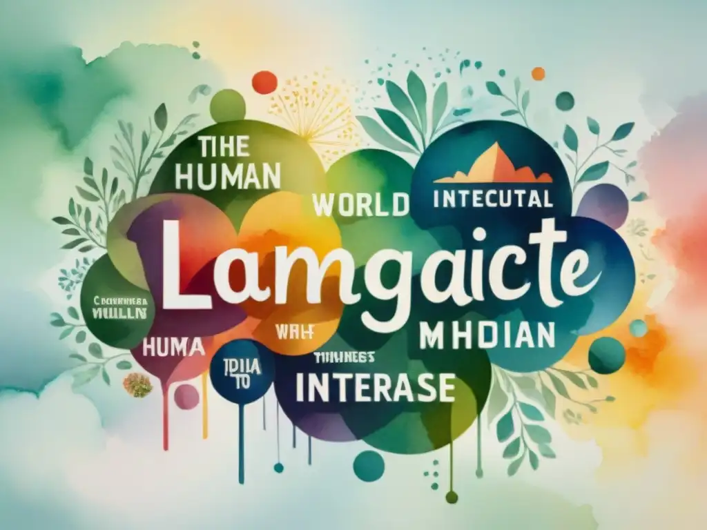 Colisión de mundos lingüísticos: interferencia de idiomas en la mente, un collage de colores y formas vibrantes