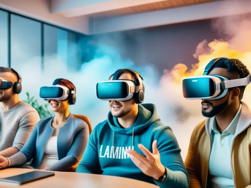 Estudiantes con discapacidades usan auriculares de realidad virtual en lección inclusiva y accesible de idiomas