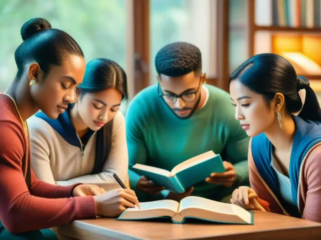 Estudiantes de todo el mundo intercambian libros en acuarela detallada