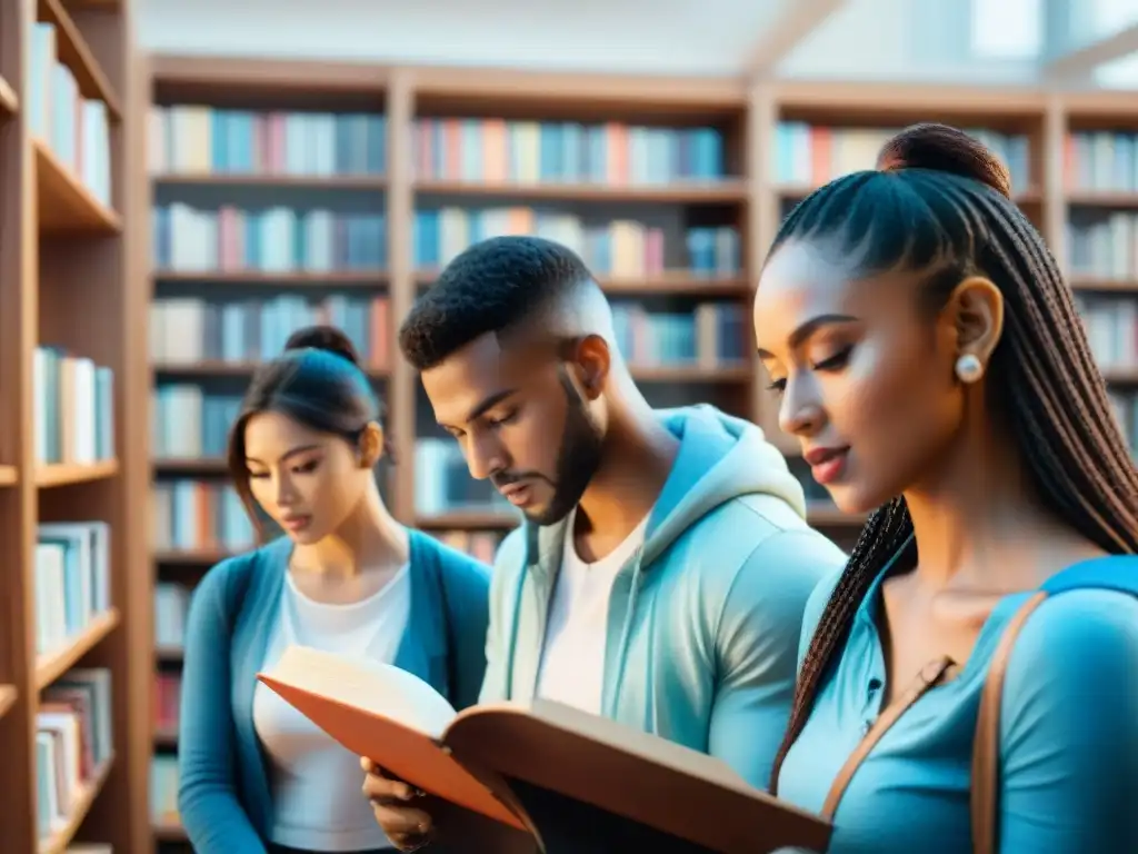 Estudiantes colaborando con software educativo para desarrollar habilidades de lectura multilingüe