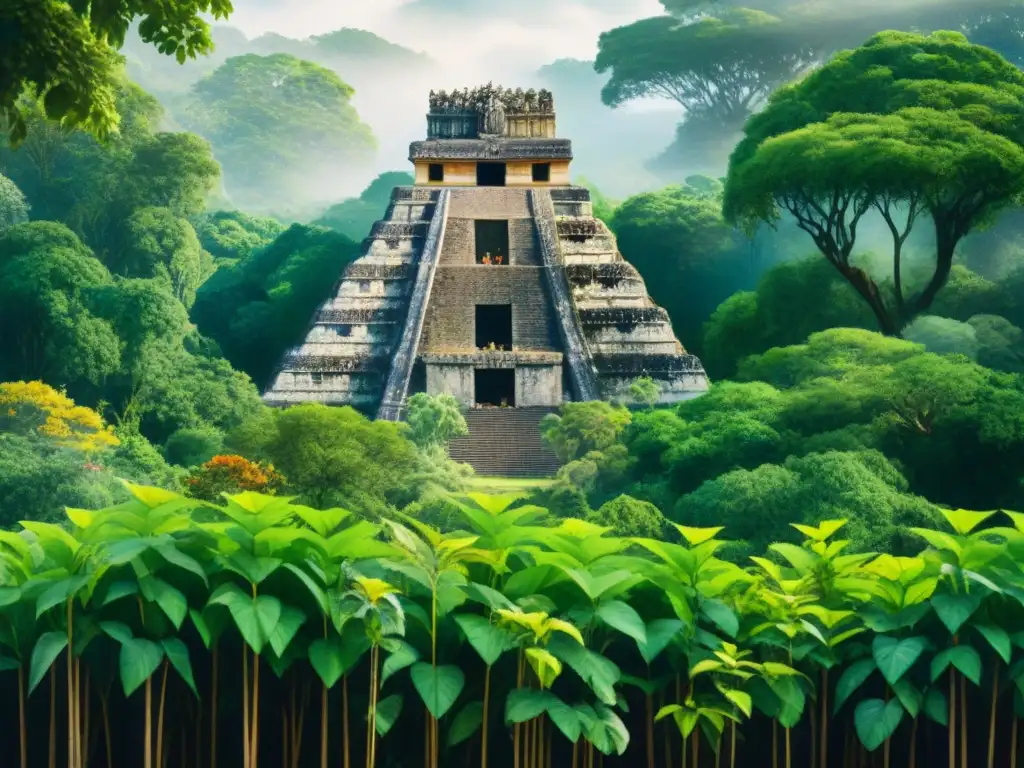 Inmersión en la exuberante selva de Yucatán: templo maya, aves coloridas y flores tropicales