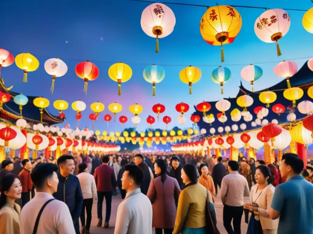 Festival chino de linternas: noche vibrante de colores y alegría en Festivales culturales coloridos vibrantes