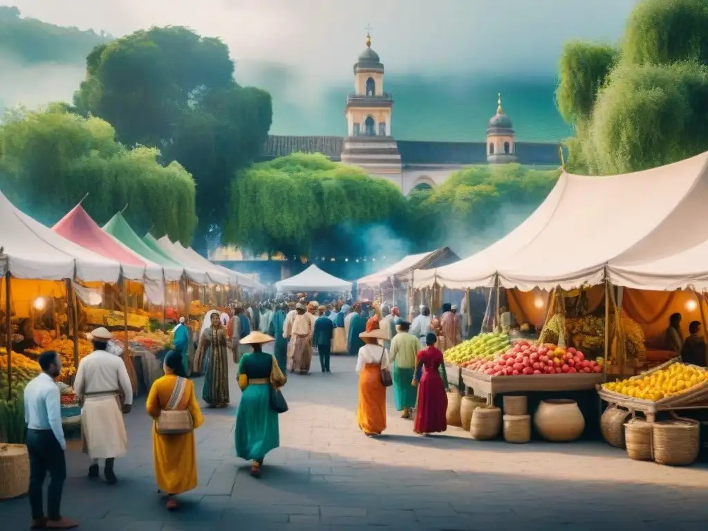 Un festival cultural del mundo desconocido: coloridas paradas, frutas exóticas, música en vivo y gente vestida con atuendos tradicionales