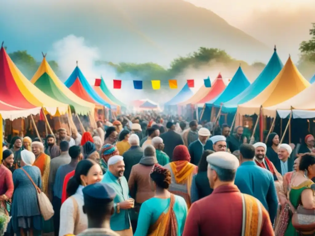 Festivales interculturales de lenguas: Gente diversa disfruta en festival multicultural