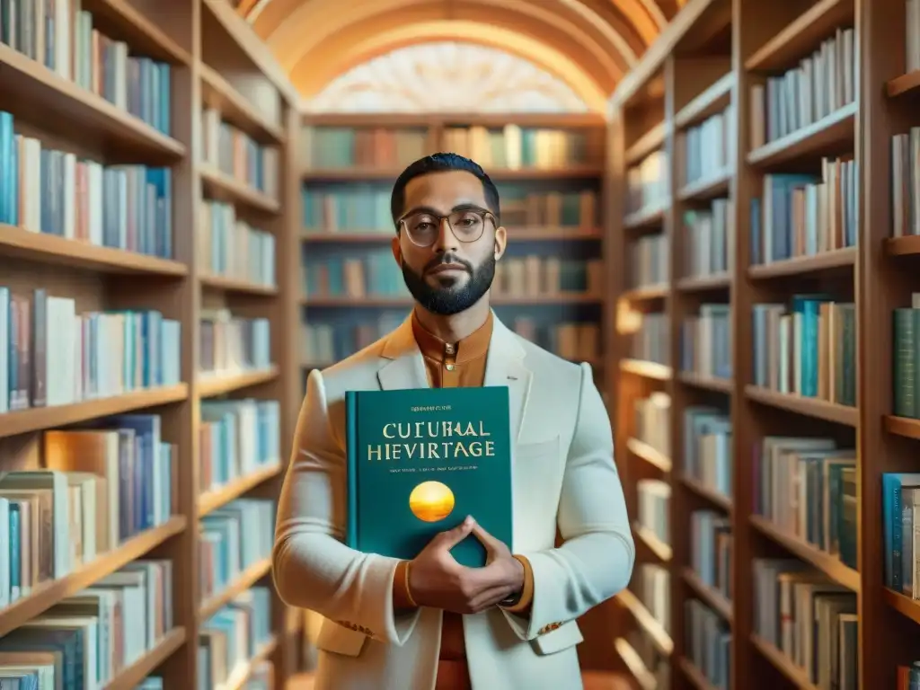 Un grupo diverso de personas de diferentes culturas en una biblioteca tranquila, representando la riqueza de la diversidad cultural en la literatura