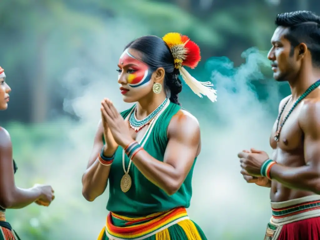 Grupo de indígenas Mayo danzando con trajes coloridos y pintura facial, en un ritual de resistencia cultural lengua Mayo