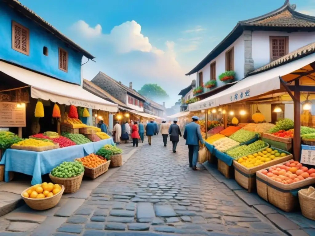 Lleno de vida y color, mercado animado en un pintoresco pueblo histórico