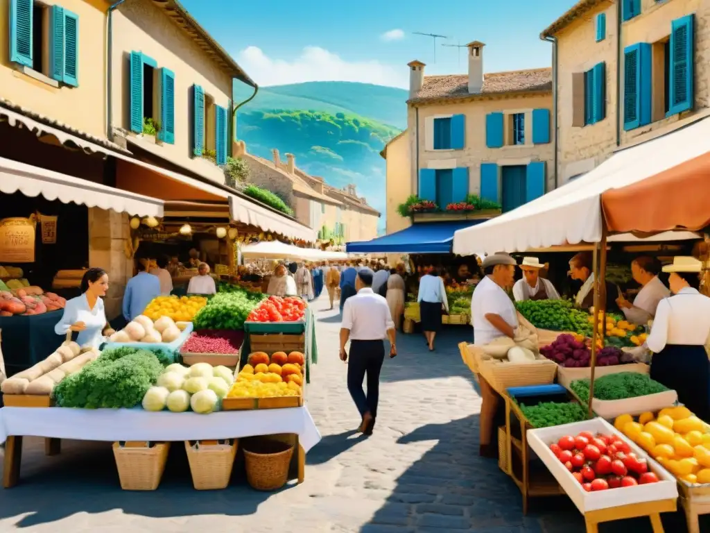 Un mercado provenzal francés rebosante de colores y sabores