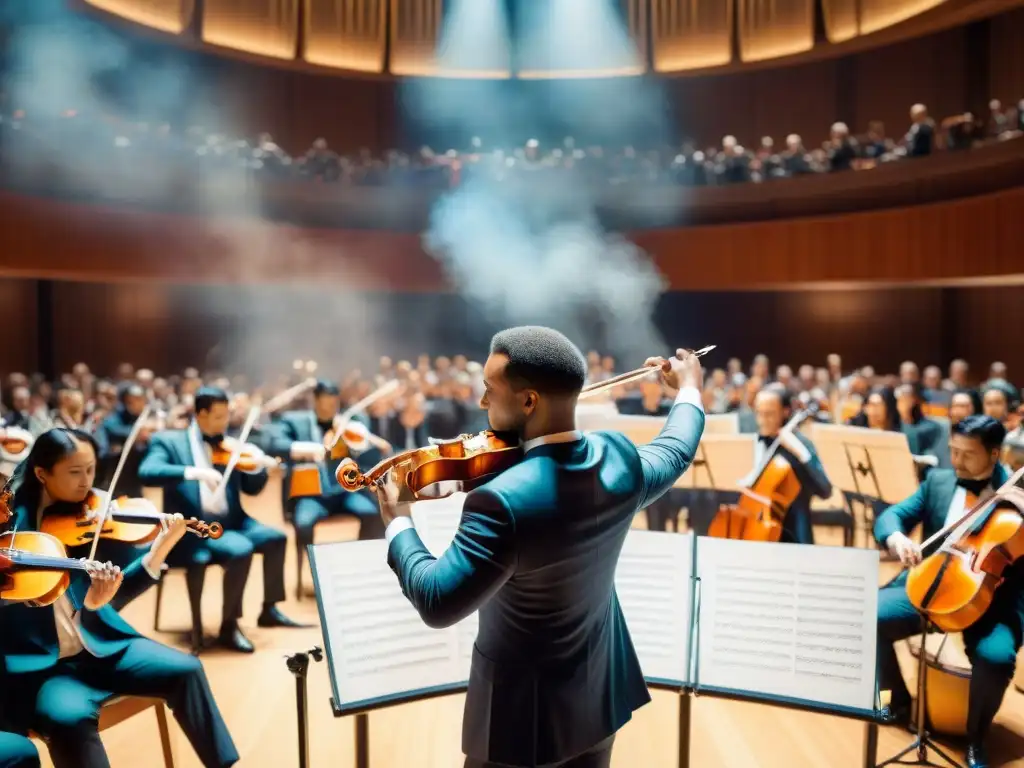 Una orquesta diversa en un concierto multilingüe, uniendo culturas con armonía