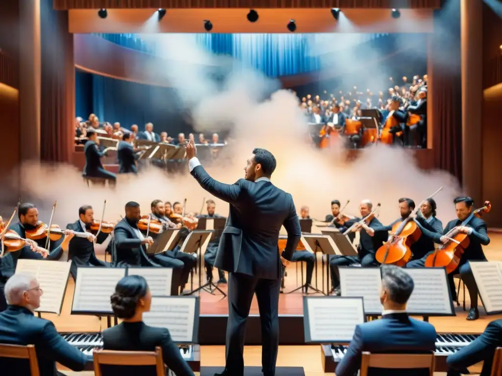 Una orquesta políglota en un concierto multicultural, con músicos y cantantes de diversas culturas y idiomas