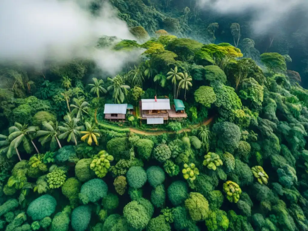 Vista aérea de una exuberante selva capturada con drones